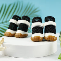 HKM-2432445 Small Dog No Foot Loss Outdoor Booties – Durable Polyester Pet Foot Covers in Various Colors and Sizes