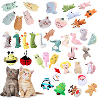 HKM-2435261 Catnip Plush Toy Assortment - Green Frog, Blue Cat, Pink Rabbit, Sunglasses Cat, Brown Bear