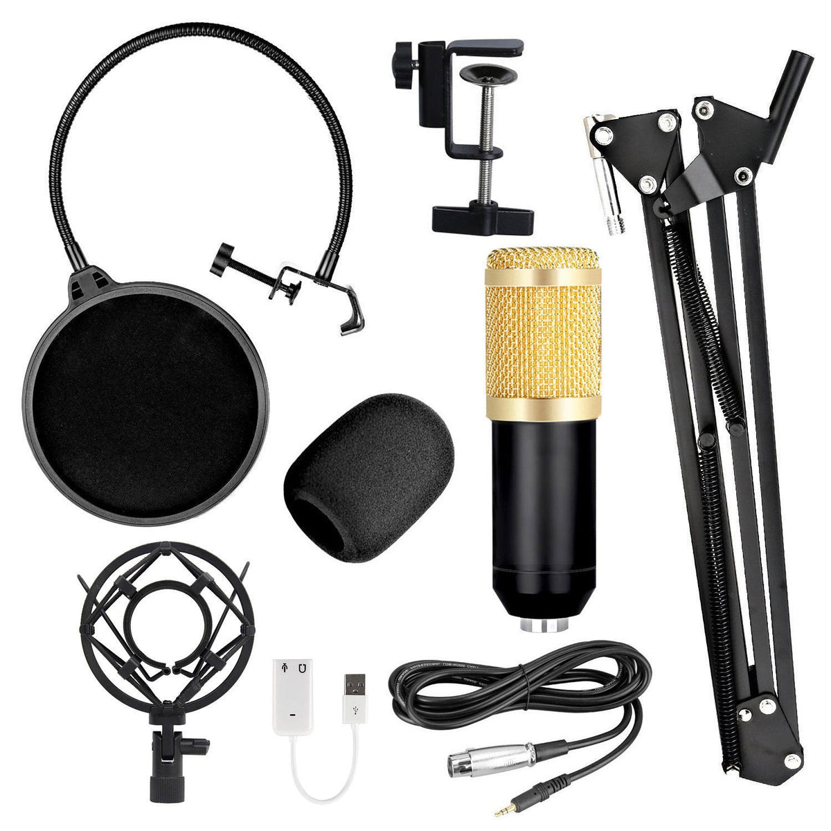 HKM-243539 Condenser Microphone for Home Recording and Live Streaming with Metal or Plastic Shock Frames