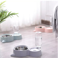 HKM-2435773 Double Bowl Automatic Pet Drinking and Feeding Station with 500ml Capacity