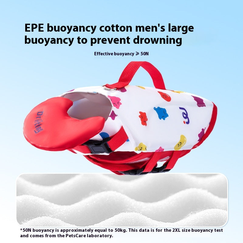 HKM-2436157 Cute Cartoon Dog Life Vest for Swimming, Durable Cloth, Various Sizes Available (XS-XXL)