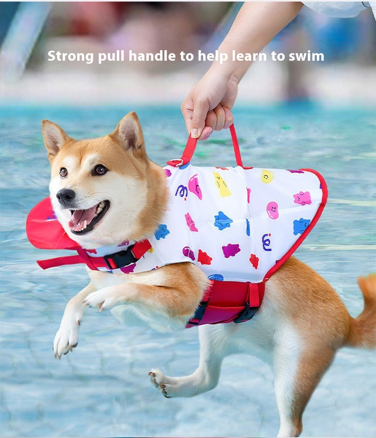 HKM-2436157 Cute Cartoon Dog Life Vest for Swimming, Durable Cloth, Various Sizes Available (XS-XXL)
