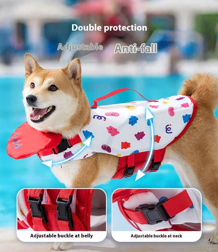 HKM-2436157 Cute Cartoon Dog Life Vest for Swimming, Durable Cloth, Various Sizes Available (XS-XXL)