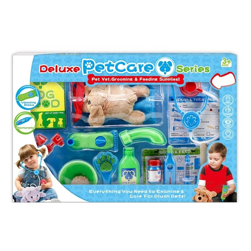 HKM-243667 23 Pcs Deluxe Pet Care Doctor Play Set with Cat for Kids Ages 2-4