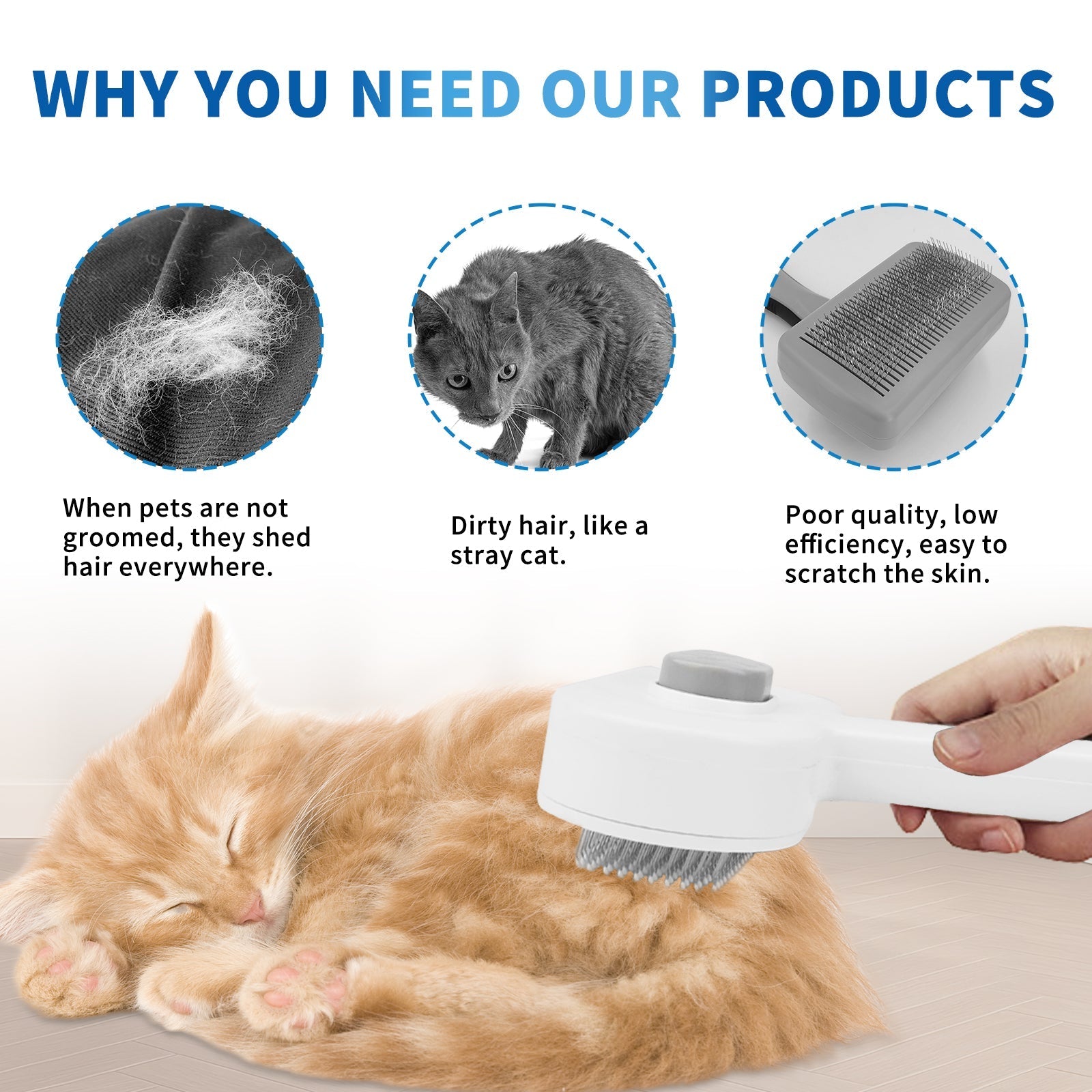 HKM-2437181 Universal Pet Hair Removal Comb for Gentle Detangling and Care of Your Pet's Coat