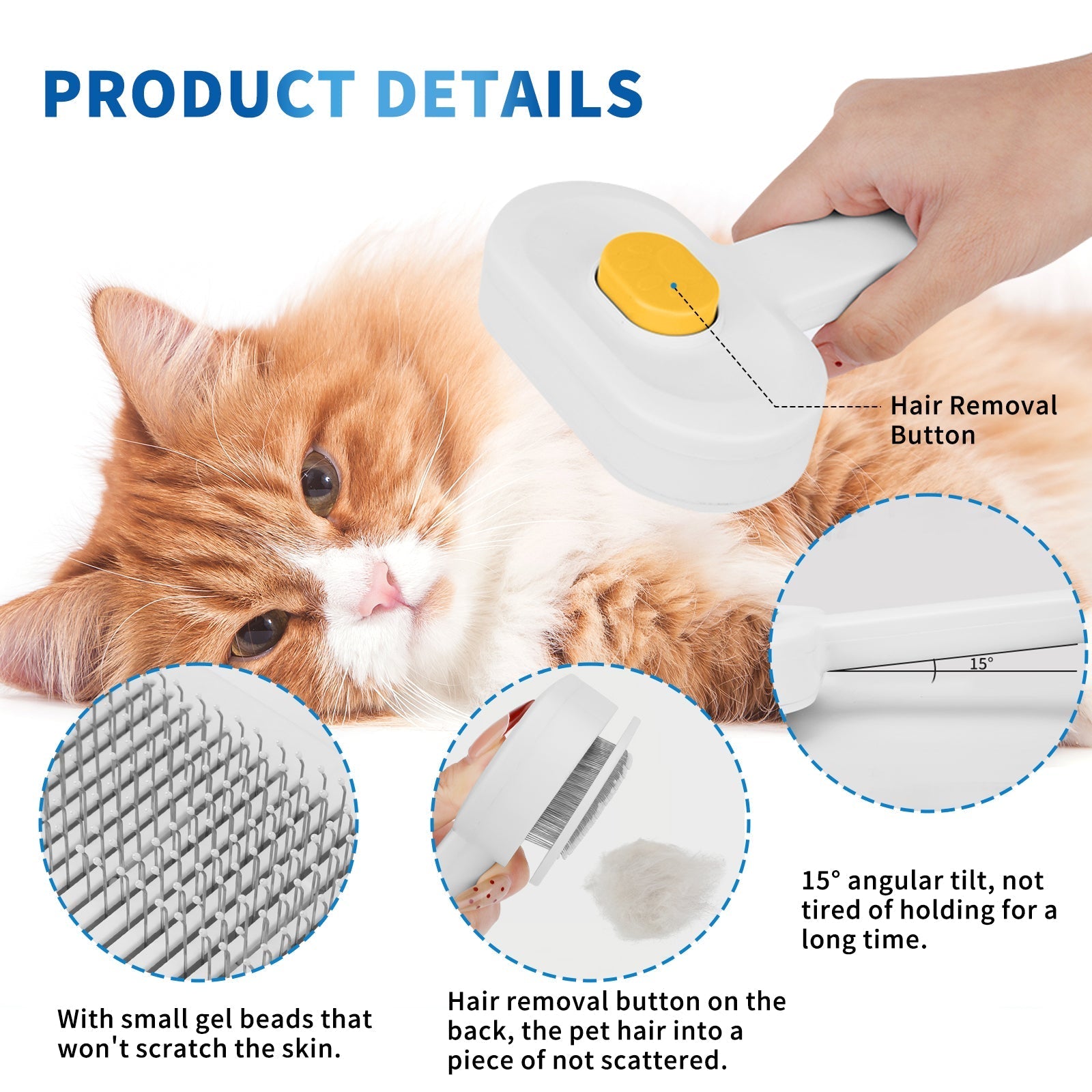 HKM-2437181 Universal Pet Hair Removal Comb for Gentle Detangling and Care of Your Pet's Coat