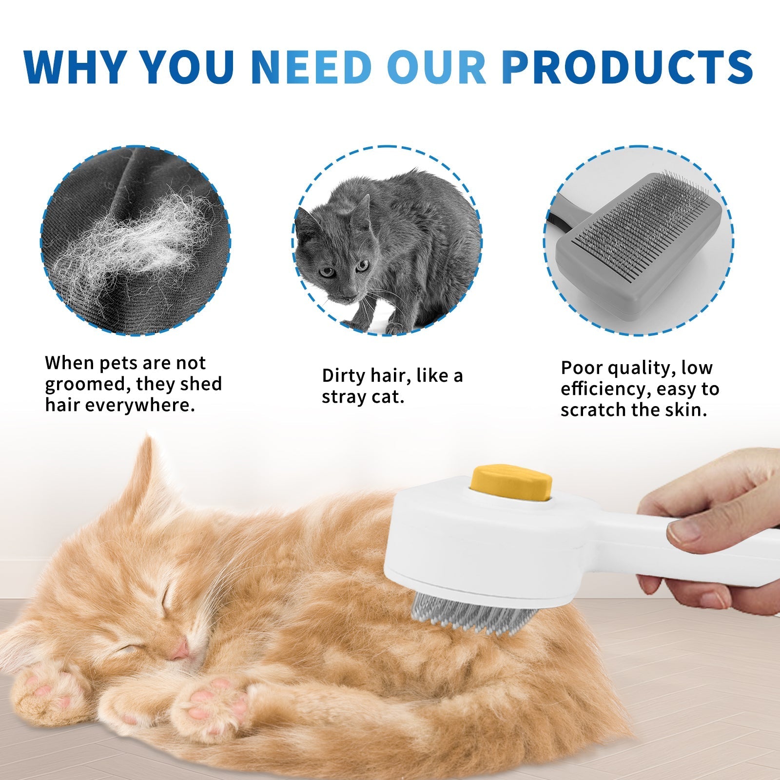 HKM-2437181 Universal Pet Hair Removal Comb for Gentle Detangling and Care of Your Pet's Coat