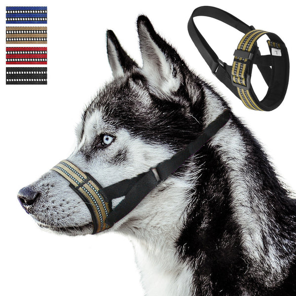 HKM-2438845 Reflective Adjustable Muzzle for Medium to Large Dogs - Ideal for Siberian Huskies and Golden Retrievers