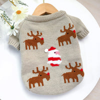 HKM-2439357 Acrylic Dog Sweater in Elk and Santa Claus Designs - Available in Small, Medium, Large