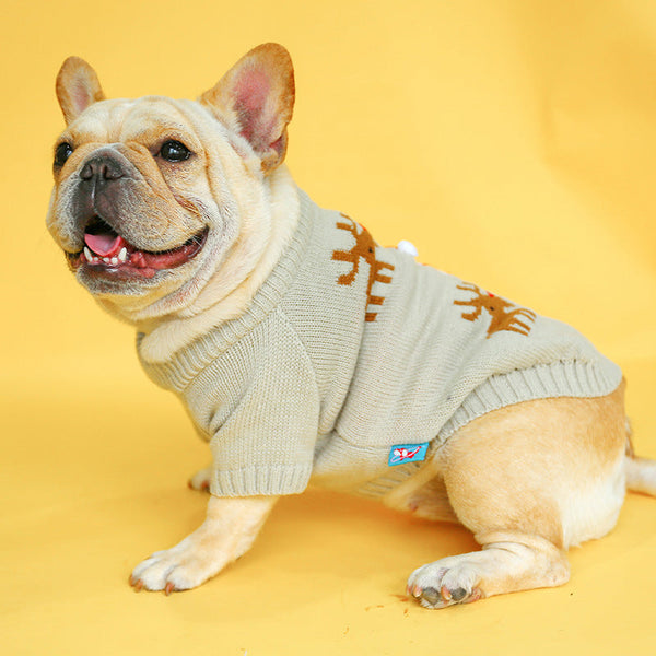 HKM-2439357 Acrylic Dog Sweater in Elk and Santa Claus Designs - Available in Small, Medium, Large
