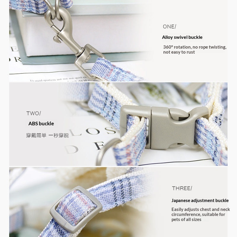 HKM-2440637 Plaid Dog Leash Vest with Fleece Lining and Snack Bag, Multiple Colors Available