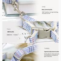 HKM-2440637 Plaid Dog Leash Vest with Fleece Lining and Snack Bag, Multiple Colors Available