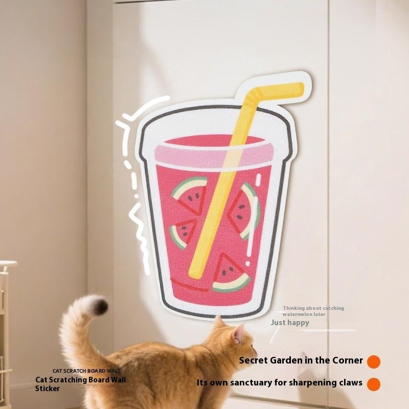 HKM-2442173 Vertical Cat Scratch Board with Cartoon Fruit Designs, Soft Felt Material - 45×60cm