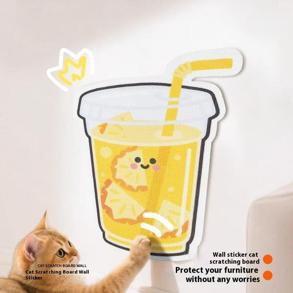 HKM-2442173 Vertical Cat Scratch Board with Cartoon Fruit Designs, Soft Felt Material - 45×60cm