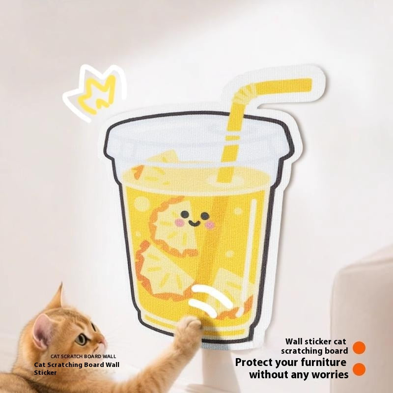 HKM-2442173 Vertical Cat Scratch Board with Cartoon Fruit Designs, Soft Felt Material - 45×60cm