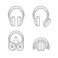HKM-244307 Wired Head-Mounted Hi-Fi Monitor Headphones with 3.5mm/6.3mm Plugs