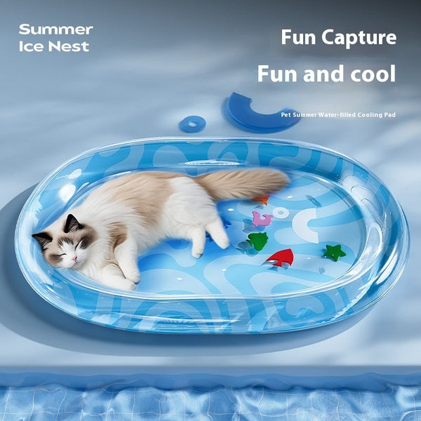 HKM-2443197 Large Inflatable Cat Water Cushion Pet Bed with Ice Pad and Inflator