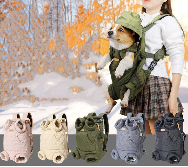 HKM-2443581 Portable Pet Backpack for Outdoor Adventures - Winter Thickened Chest Strap Design in Multiple Colors