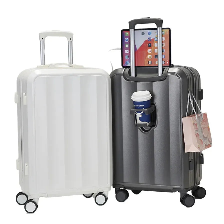HKM-244371 3-Piece Lightweight Wheeled Travel Luggage Set - Mini Cabin Suitcase and Trolley Bag, 28-Inch Size