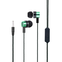 HKM-244371 Braided Microphone Earphones with Extra Bass - 3.5mm In-Ear Headset, Blue Color