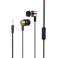 HKM-244371 Braided Microphone Earphones with Extra Bass - 3.5mm In-Ear Headset, Blue Color