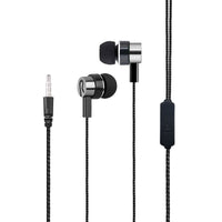 HKM-244371 Braided Microphone Earphones with Extra Bass - 3.5mm In-Ear Headset, Blue Color