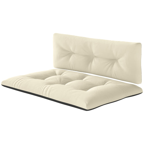 HKM-244371 Cream White 3.9 Thick Tufted Outdoor 2 Seater Pallet Cushions Set for Garden and Patio