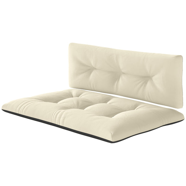 HKM-244371 Cream White 3.9 Thick Tufted Outdoor 2 Seater Pallet Cushions Set for Garden and Patio