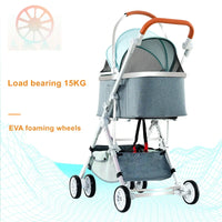 HKM-244499 Folding Pet Stroller with 4 Wheels, Easy Assembly, Lightweight and Durable Design for Small Dogs