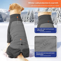 HKM-2445885 Thickened Four-Legged Hoodie for Large Dogs in Red or Gray - Soft German Polar Fleece