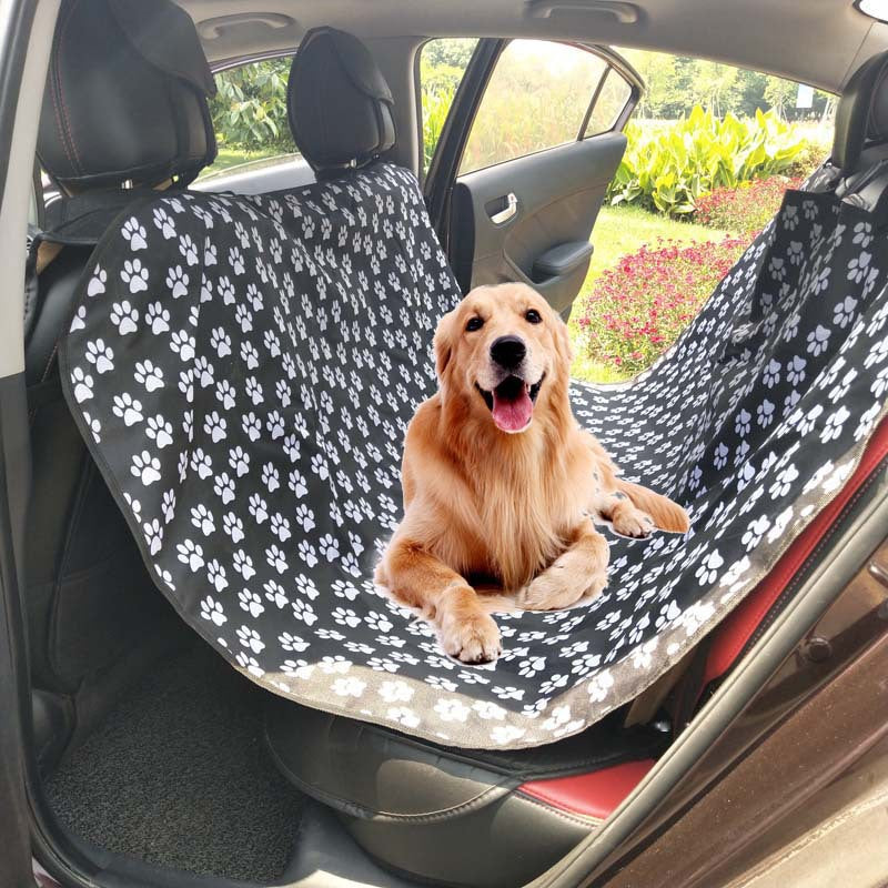 HKM-2446141 Multifunctional Waterproof Pet Car Seat Cushion - Detachable, Available in Red, Black, Blue, and Footprints Design