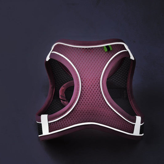 HKM-2446397 Reflective Breathable Pet Dog Vest Harness in Yellow, Pink, Green - Adjustable Leash Included