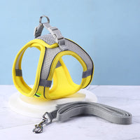 HKM-2446397 Reflective Breathable Pet Dog Vest Harness in Yellow, Pink, Green - Adjustable Leash Included