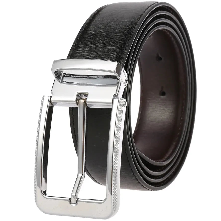 HKM-244691 Cowhide Leather Pin Buckle Belt for Men - Model LY35-21796-2