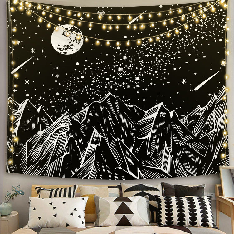 HKM-244819 Black and White 3D Digital Printed Polyester Tapestry for Home and Outdoor Use