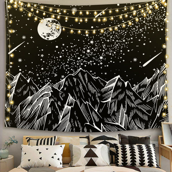 HKM-244819 Black and White 3D Digital Printed Polyester Tapestry for Home and Outdoor Use