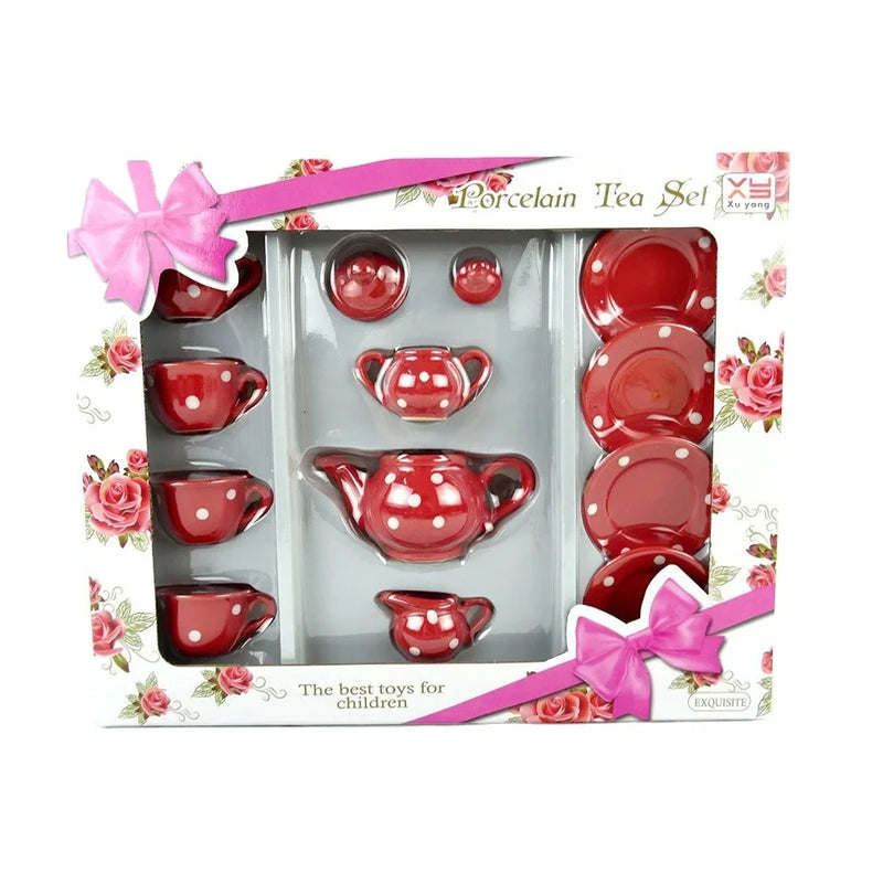 HKM-244819 Mini Porcelain Tea Set for Kids - Ceramic Art Craft Toy for Ages 5+