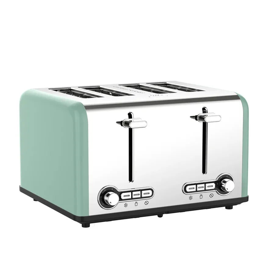 HKM-244883 Extra Wide 4 Slice Bread Toaster with Reheat, Defrost, and Cancel Functions – 6 Level Browning Control, Retro Design