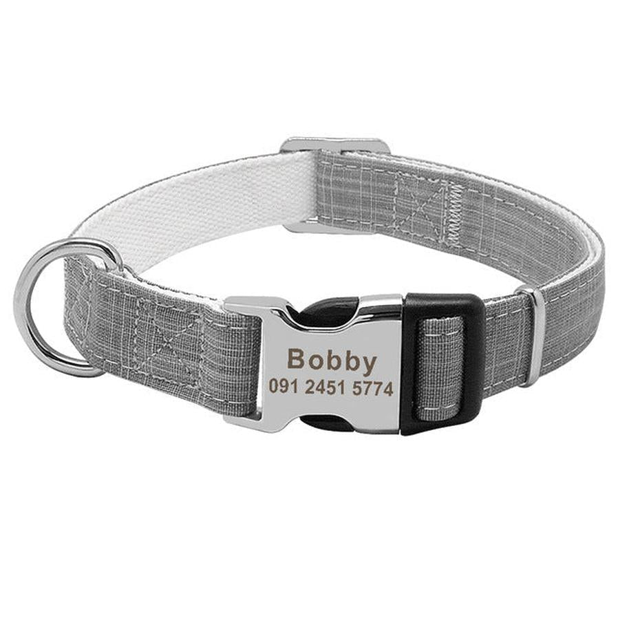 HKM-245011 Customizable Engraved Anti-Lost Dog Collar with Adjustable Alloy Lock for Medium to Large Breeds