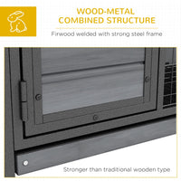 HKM-2450749 Elevated Wooden Rabbit Hutch with Openable Roof and Leak-Proof Tray for Indoor/Outdoor Use, Gray