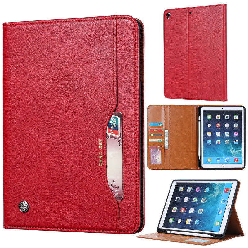 HKM-245075 Classic Leather Flip Case for Apple Tablets - Shockproof, Heat Dissipation, and Wear-Resistant Design