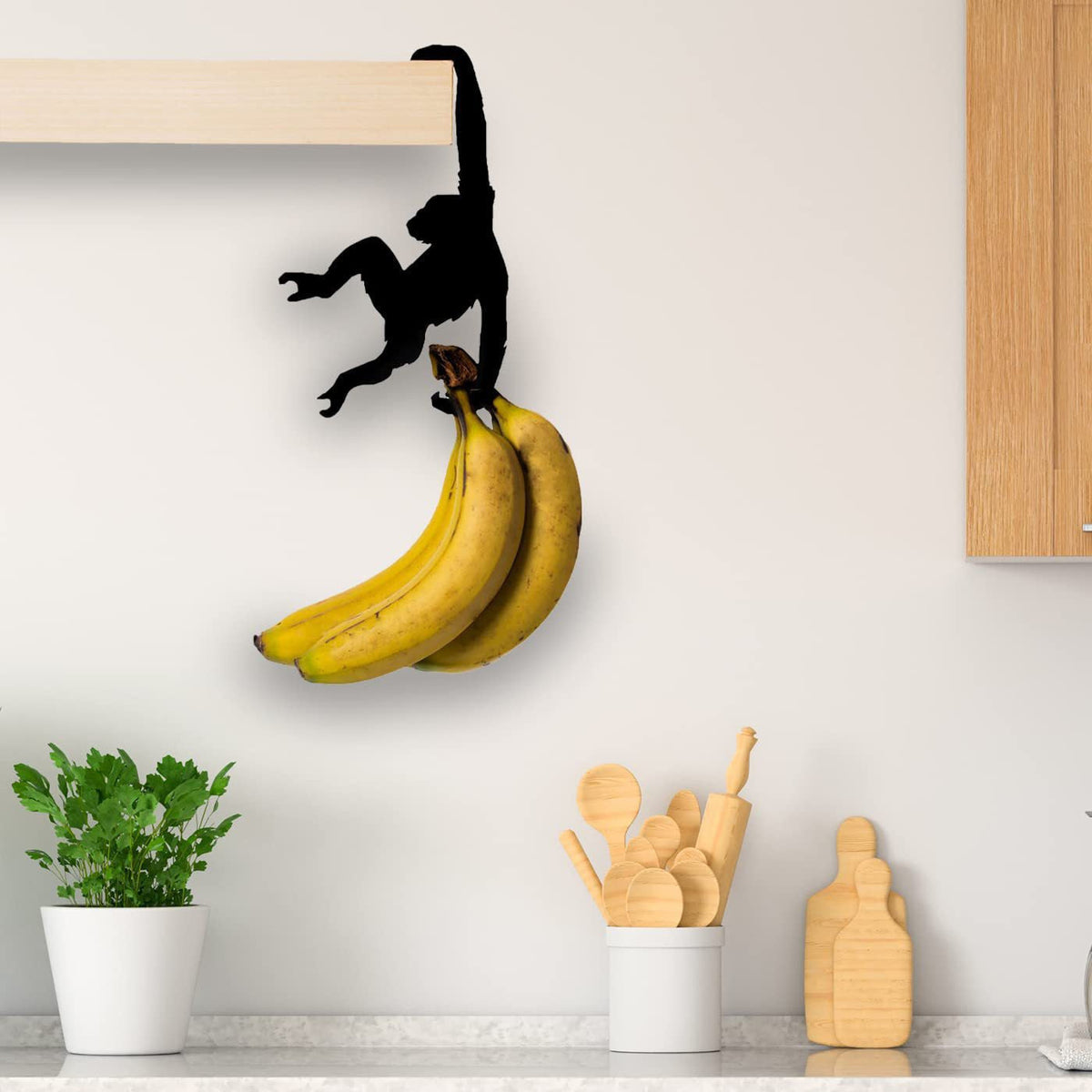 HKM-245075 Wooden Chimp Hook for Indoor Wall Decoration - Modern Simplicity for Living Room and Kitchen