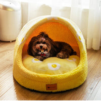 HKM-2451133 Cozy House-Shaped Pet Bed with Removable Cushion - Crystal Velvet, Sizes S, M, L