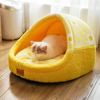 HKM-2451133 Cozy House-Shaped Pet Bed with Removable Cushion - Crystal Velvet, Sizes S, M, L