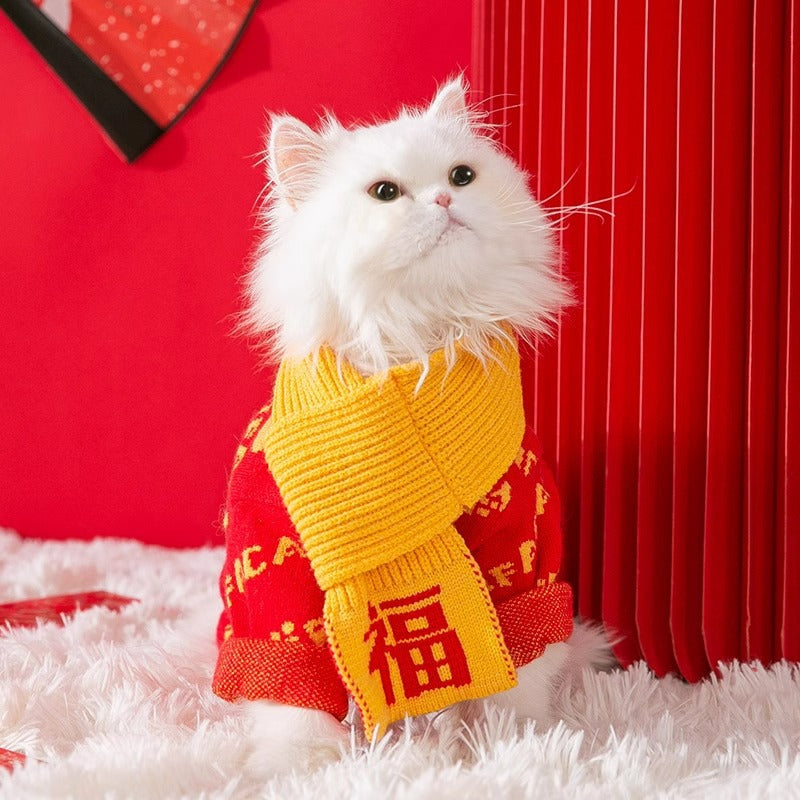 HKM-2451645 Winter Cat Costumes with Traditional Design, Soft Cotton Vests for Kittens and Puppies