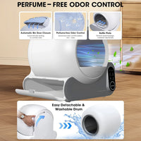 HKM-245267 Smart Self-Cleaning Round Litter Box with APP Control and Deodorizing Features for Cats up to 10kg