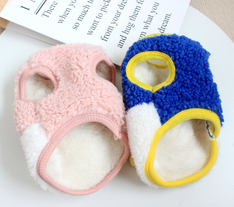 HKM-2453437 Contrasting Color Double Layer Fleece Pet Vest for Dogs - Pink White & Blue White
