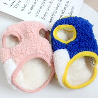 HKM-2453437 Contrasting Color Double Layer Fleece Pet Vest for Dogs - Pink White & Blue White