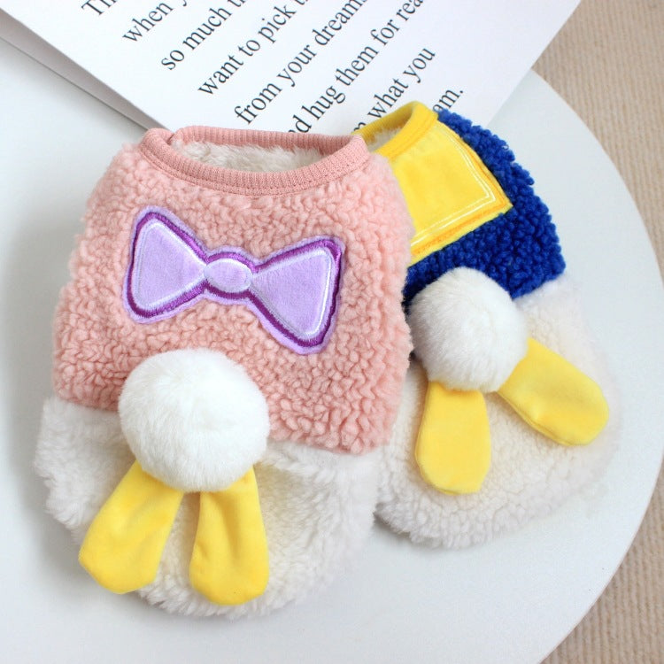 HKM-2453437 Contrasting Color Double Layer Fleece Pet Vest for Dogs - Pink White & Blue White