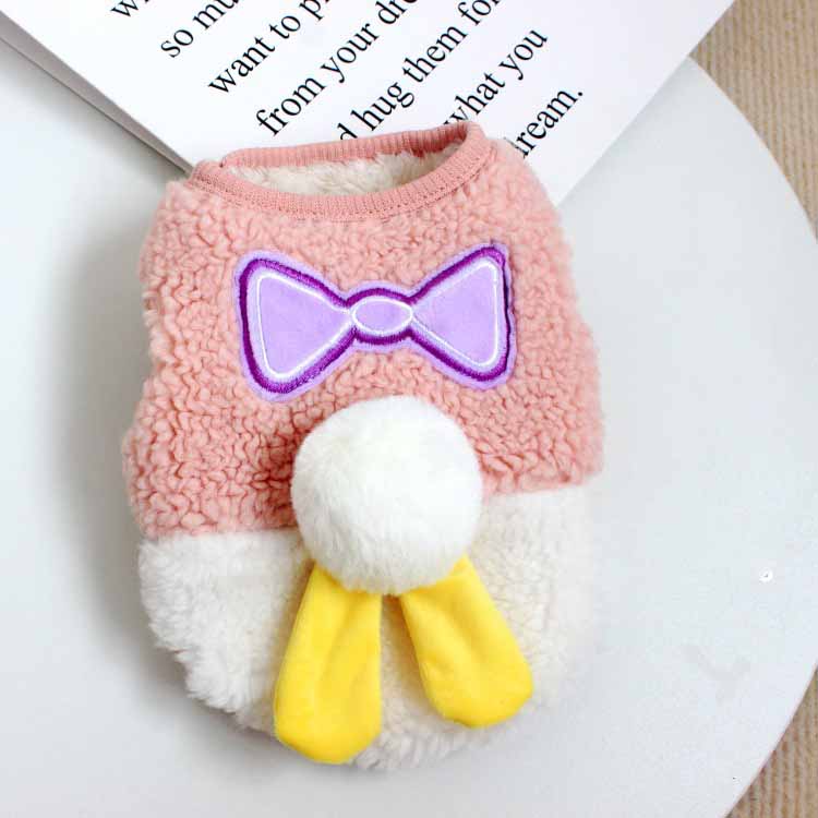 HKM-2453437 Contrasting Color Double Layer Fleece Pet Vest for Dogs - Pink White & Blue White